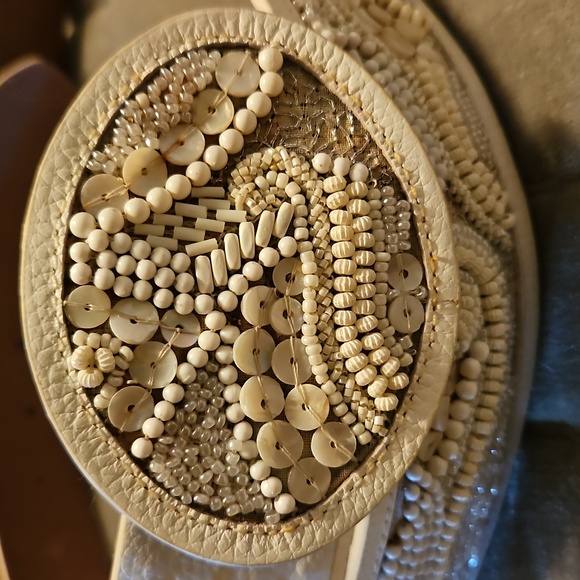Beautiful White Beaded Belt - Picture 2 of 8